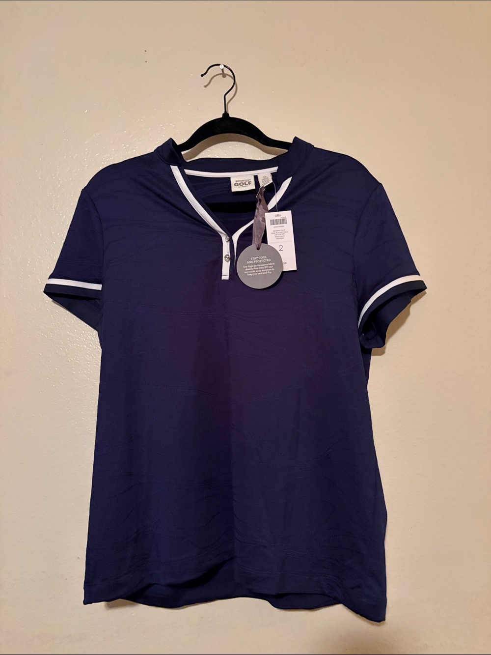 Women's Navy Short Sleeve Golf Polo with White Trim